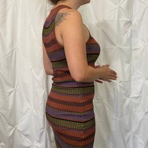 Stripped knitted midi dress